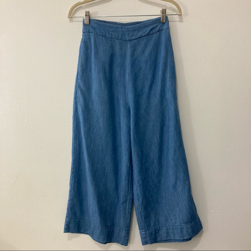 Madewell Chambray Huston Pull-On Crop Pants SIZE XS
